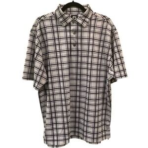 FootJoy Polo Shirt FJ Black White Window Pane Checked Golf Size Mens Size Medium